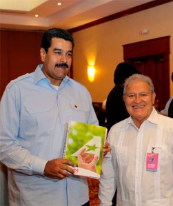 Sánchez Cerén y Maduro. Fuente: www.fmln.org.sv